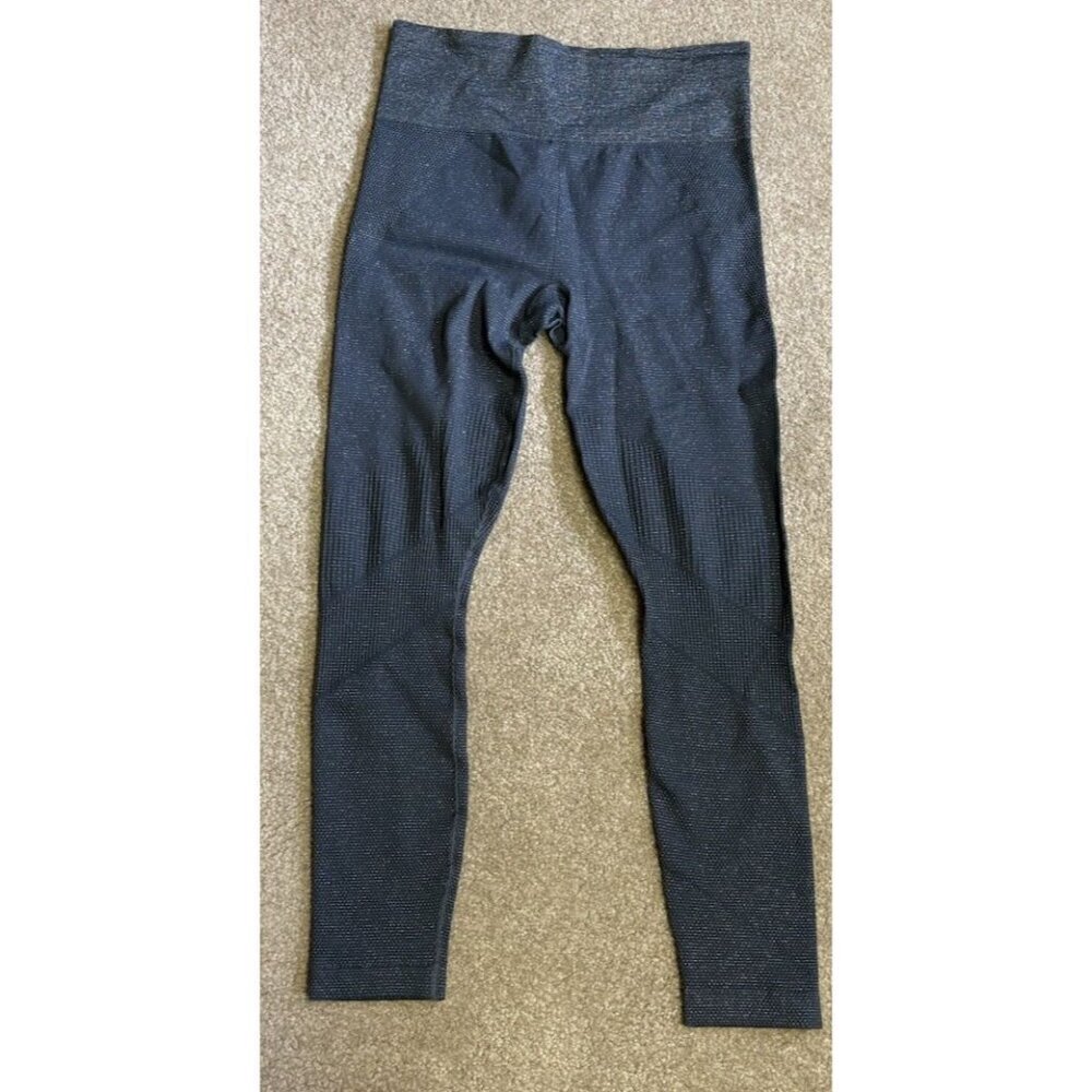 ATHLETA Shimmer Seamless Tights Charcoal Grey Heather Size L Metallic